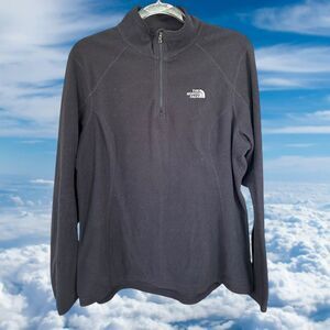 The North Face Large L Black Fleece 1/4 Zip Pullover Logo Womens